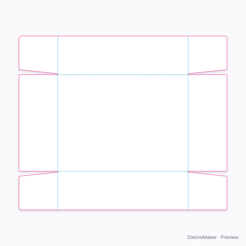 Corner-flap tray flat dieline