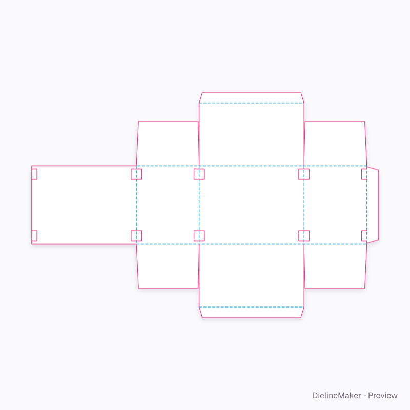 Corner-struck carton flat dieline