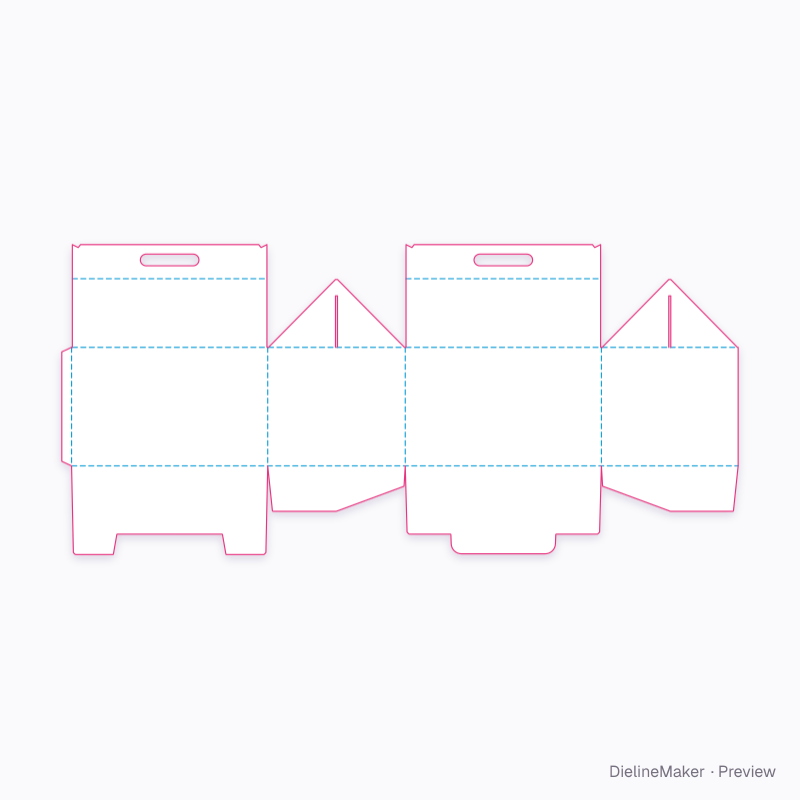 Slotted triangular-end handle flat dieline