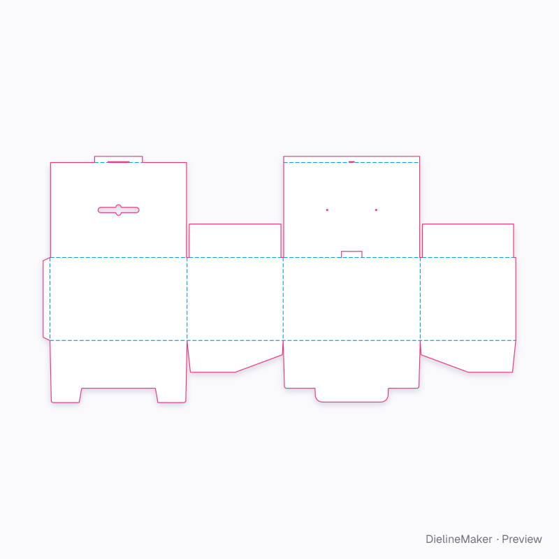 Double lid with safety tabs flat dieline