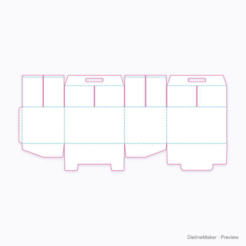 Split-end carry handle flat dieline