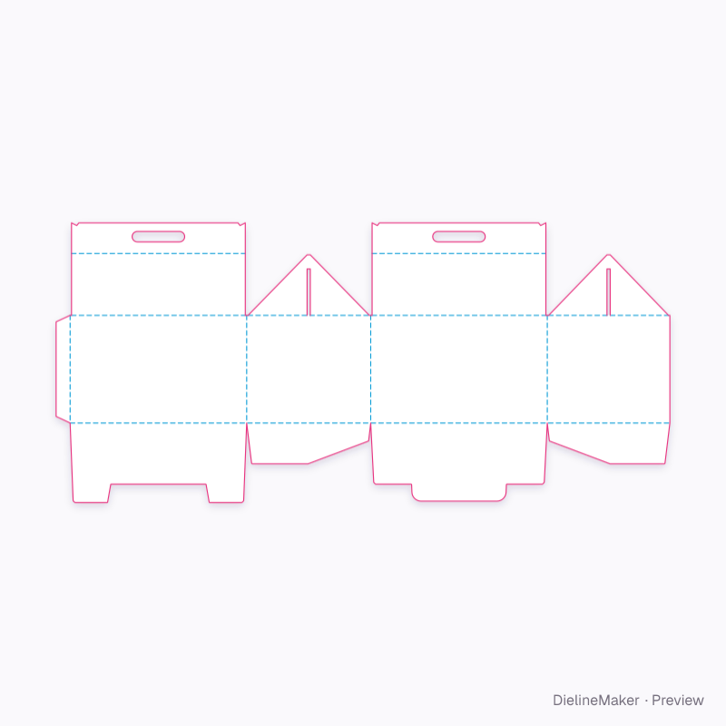 Corrugated case with handle closure flat dieline
