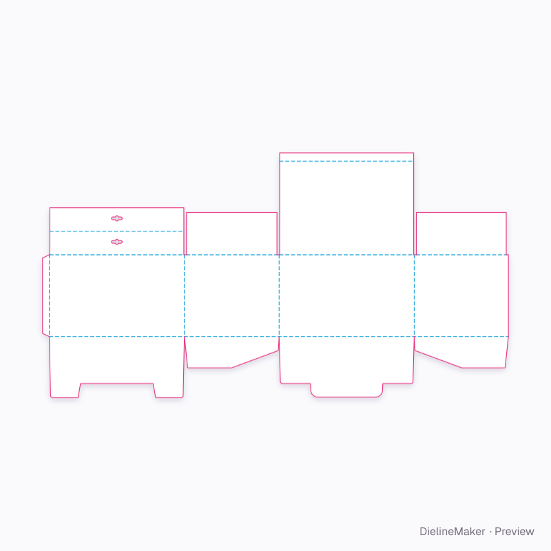 Doubled rear hanging header flat dieline
