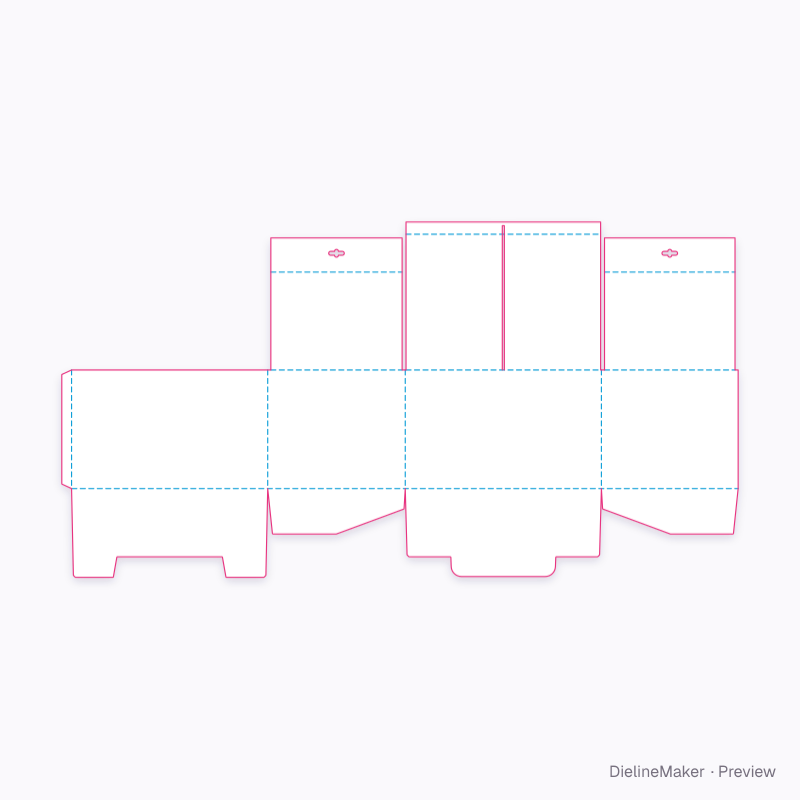 Centre hanging header flat dieline