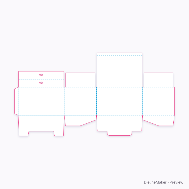 Corrugated case with hanging header flat dieline