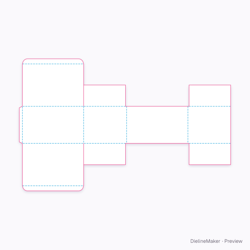 Same-wall straight tuck ends flat dieline