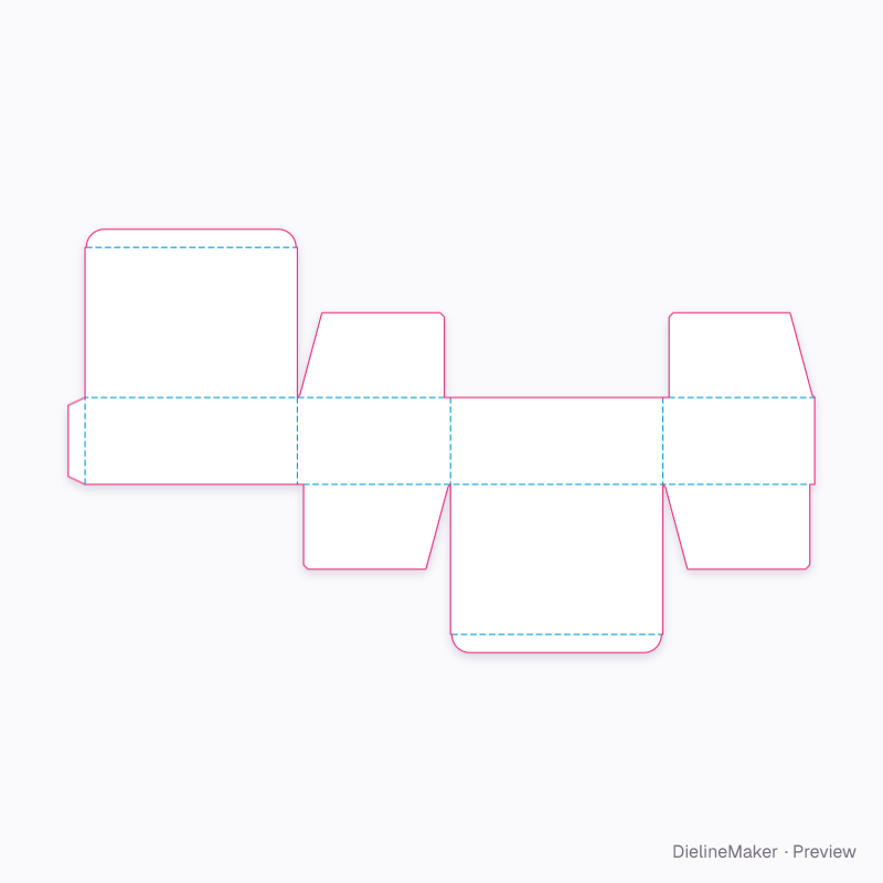 Reclosable e-commerce box 250×180×100 flat dieline