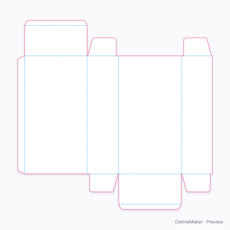 Two-bottle wine box 180×90×340 flat dieline