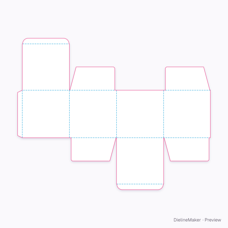 200 mm cube parcel carton — Corrugated tuck-end box flat dieline