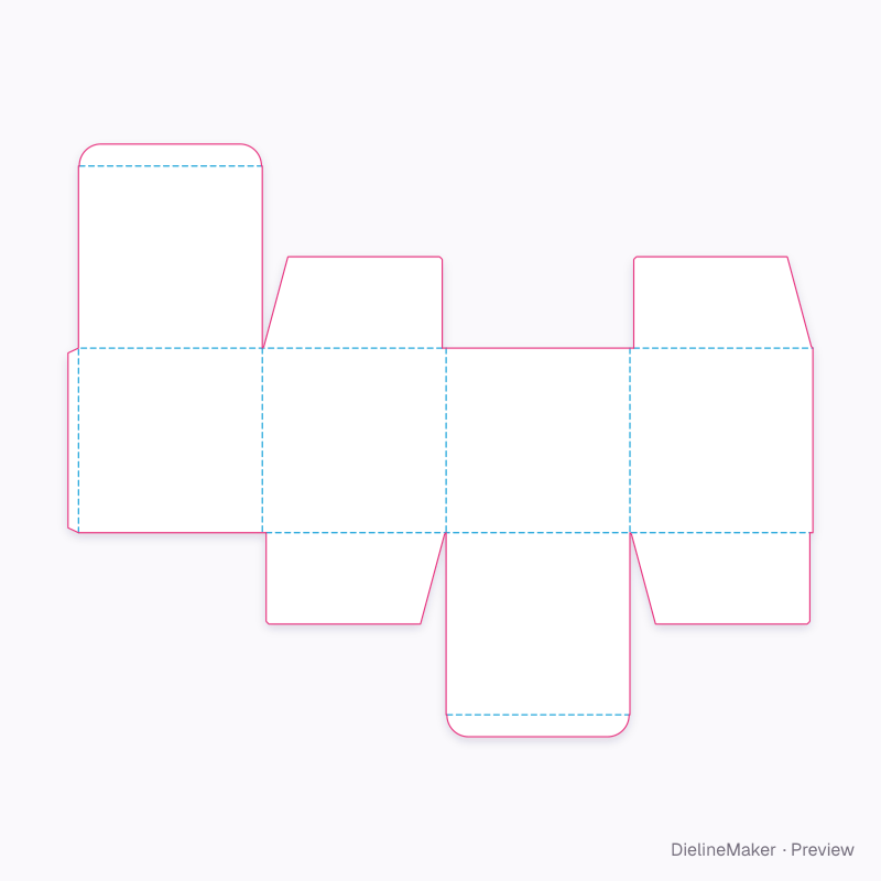 350 mm cube parcel carton — Corrugated tuck-end box flat dieline