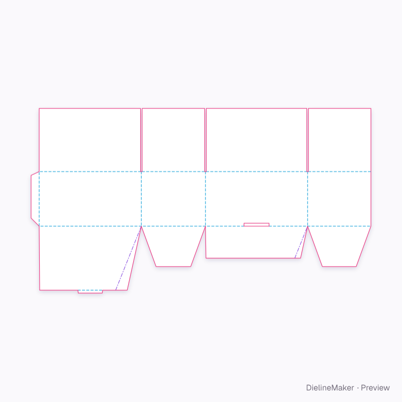 Covering auto-bottom box flat dieline