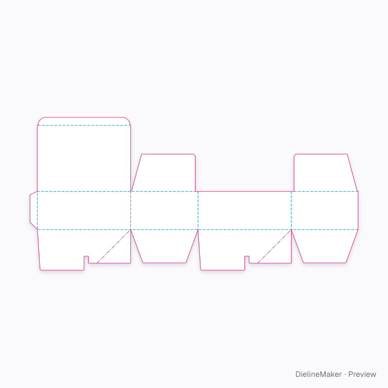 Crash-lock e-commerce box 250×180×100 flat dieline