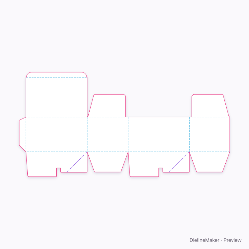 Compact parcel carton — Crash-lock tuck-top box flat dieline