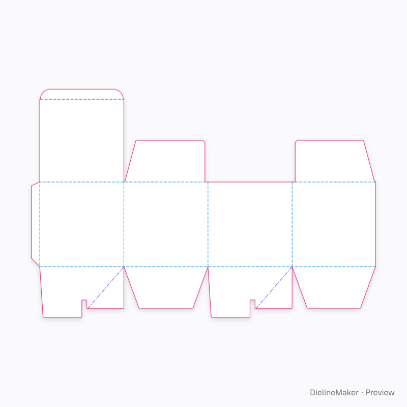 200 mm cube parcel carton — Crash-lock tuck-top box flat dieline