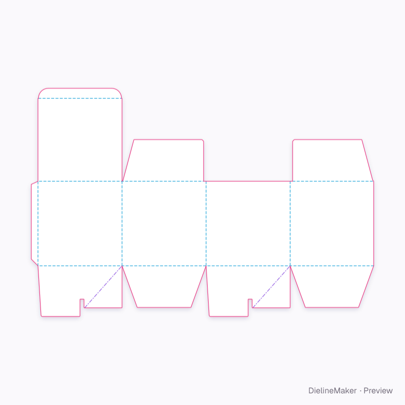 250 mm cube parcel carton — Crash-lock tuck-top box flat dieline