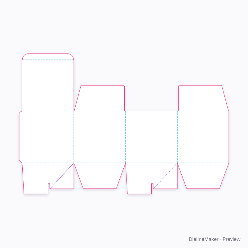 350 mm cube parcel carton — Crash-lock tuck-top box flat dieline