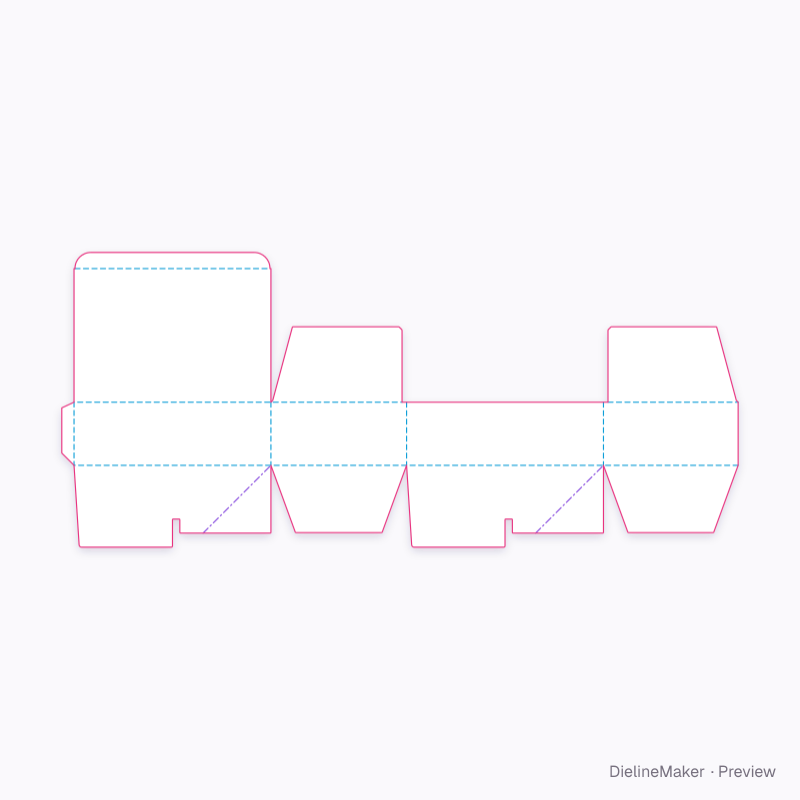 Shallow product carton — Crash-lock tuck-top box flat dieline