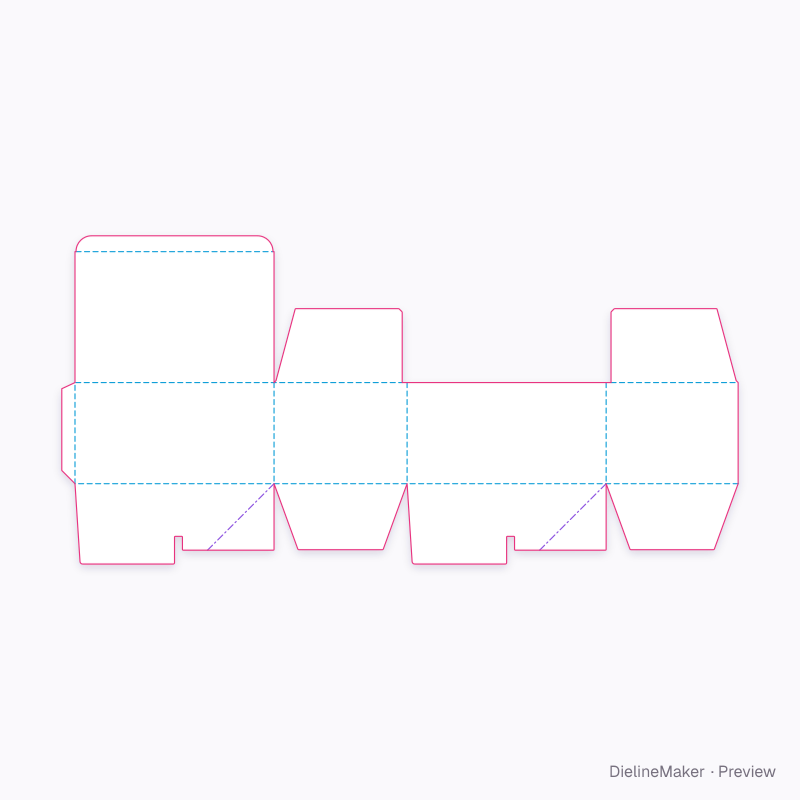 Crash-lock tuck-top box flat dieline