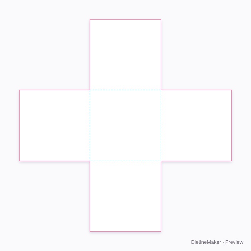 A5-square cross-fold leaflet flat dieline