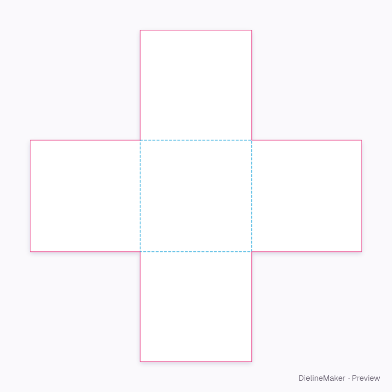 Cross-shaped fold-in leaflet flat dieline