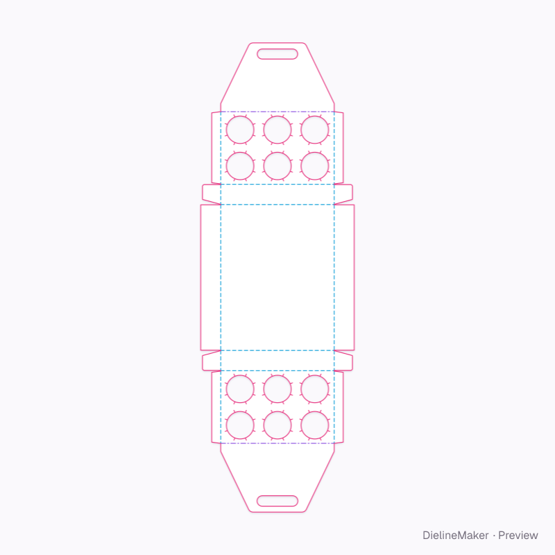 Twelve-cup grid carrier flat dieline