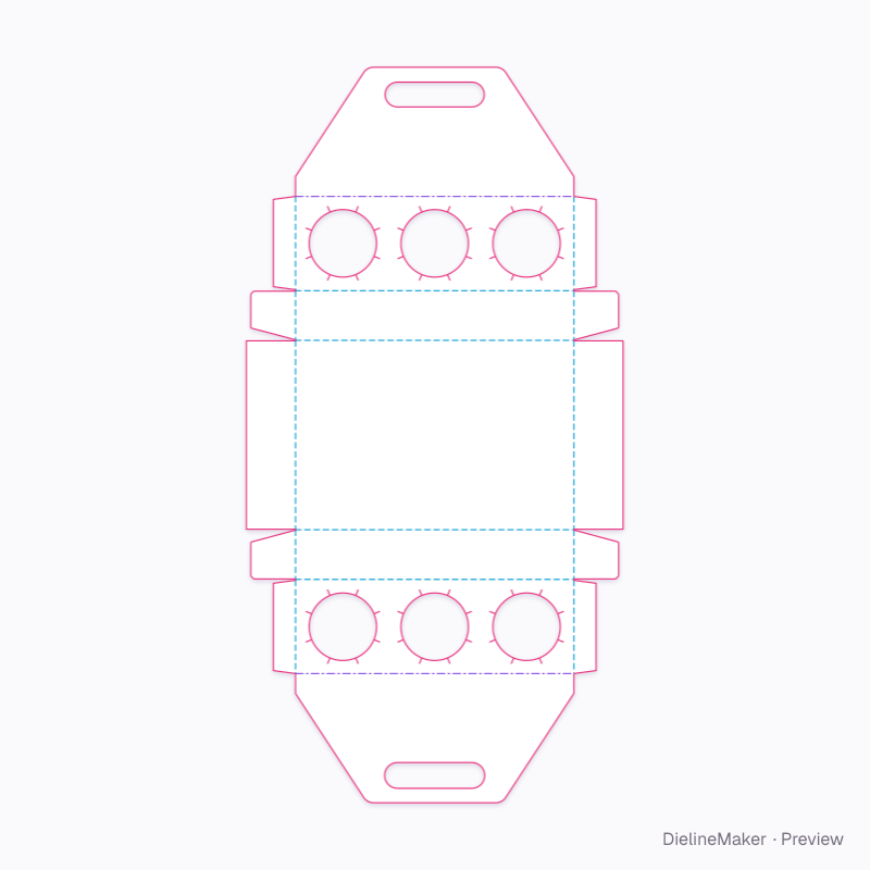 6-cup carrier flat dieline