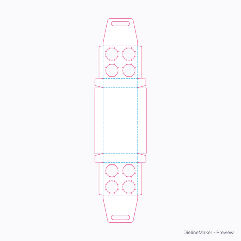 Eight-cup grid carrier flat dieline