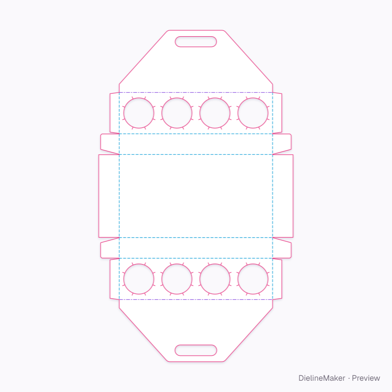 Eight medium cups carrier — Cup carrier flat dieline