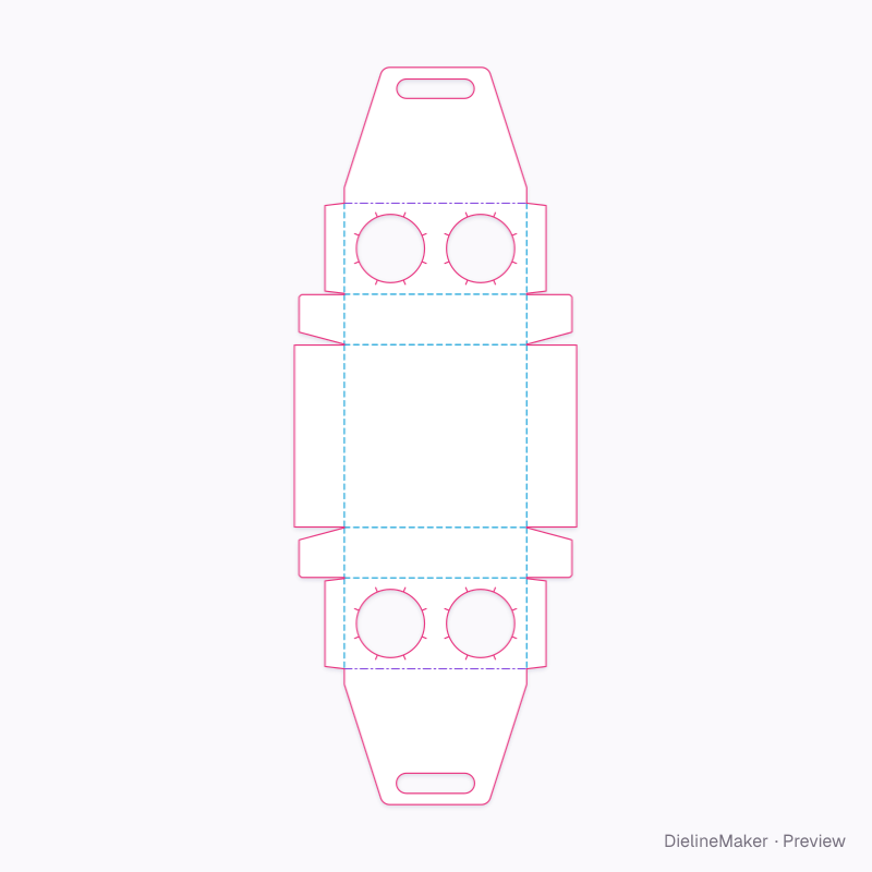 Four jumbo cups carrier — Cup carrier flat dieline