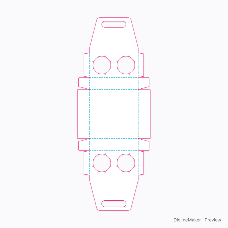 Four medium cups carrier — Cup carrier flat dieline