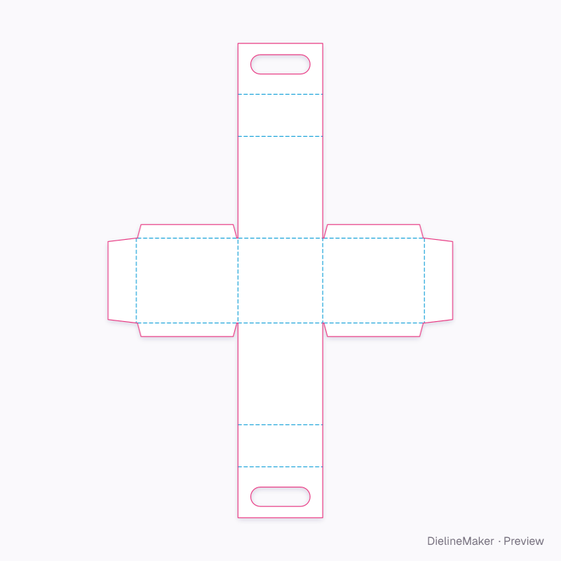 Mini cup carrier, closed front flat dieline