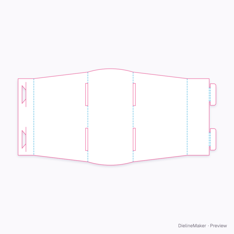 2-cup self-locking wrap 160×80×95 flat dieline