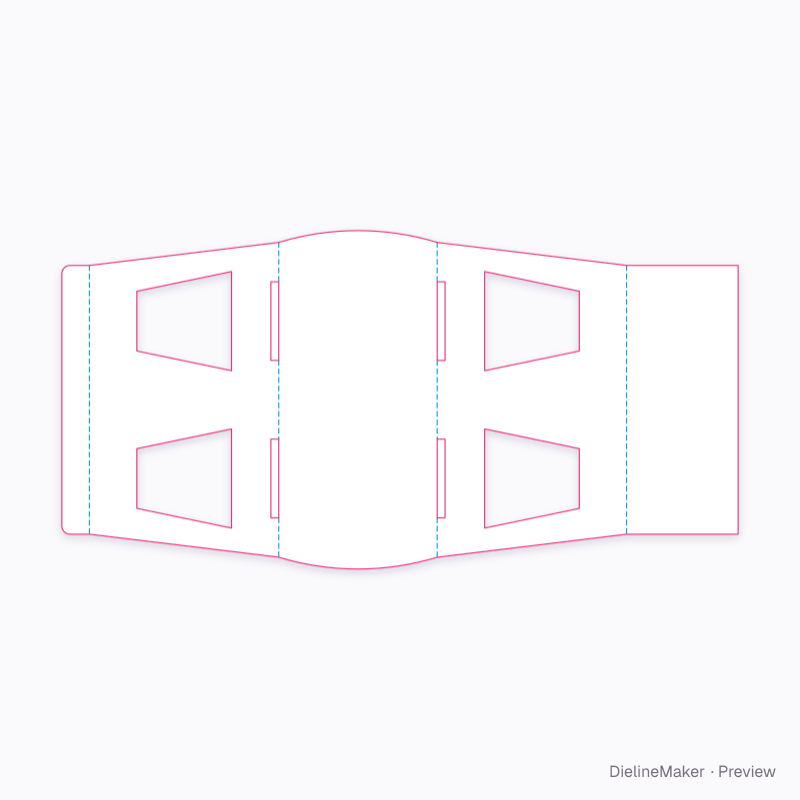 2-cup window wrap 160×80×95 flat dieline