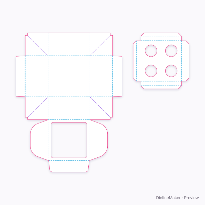 Cupcake box, 4 flat dieline
