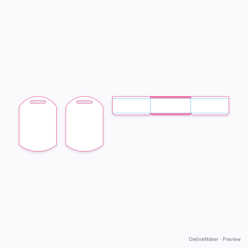 Small rounded gift carrier flat dieline