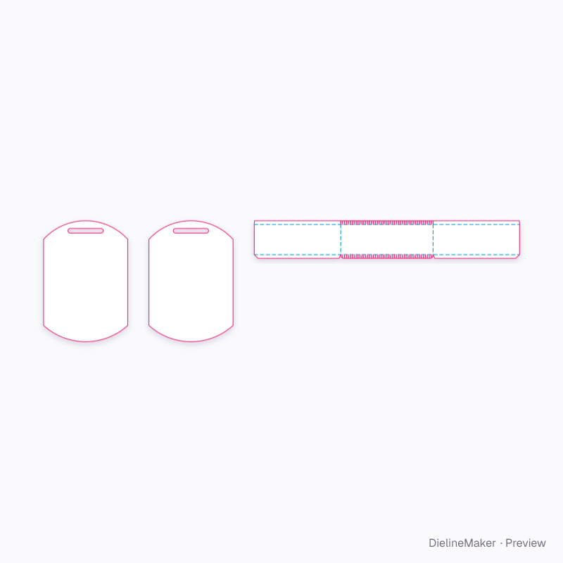 Curved-base carry carton flat dieline