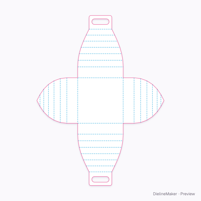 Curved cake carry box flat dieline