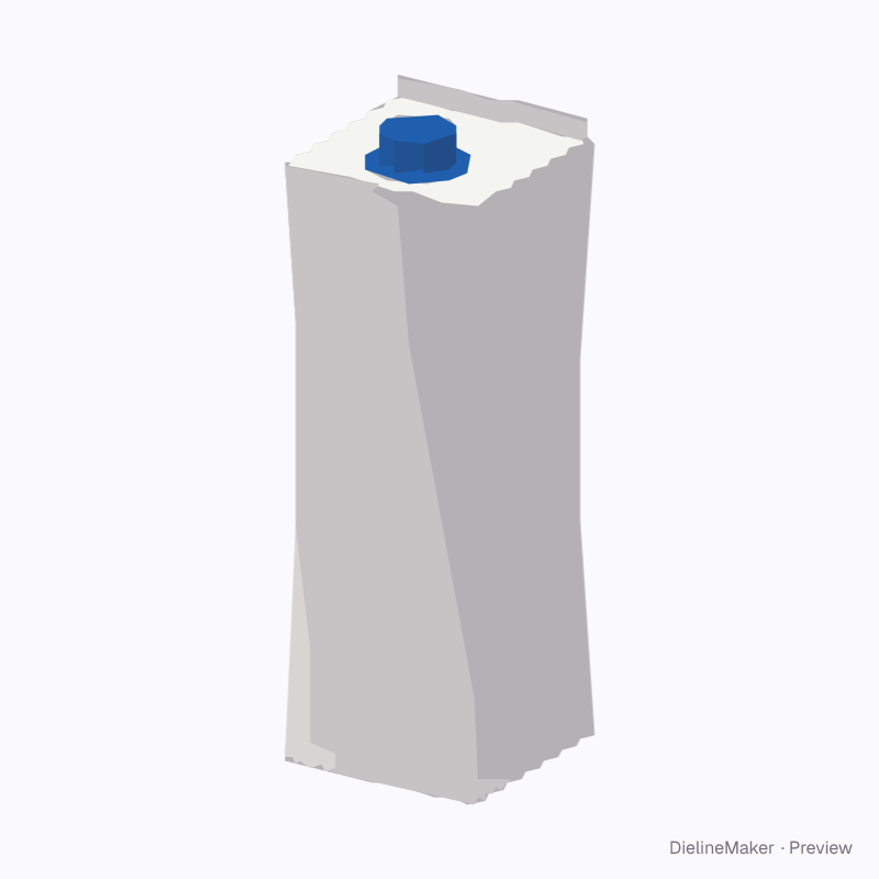 Curved-wall liquid carton (with cap)