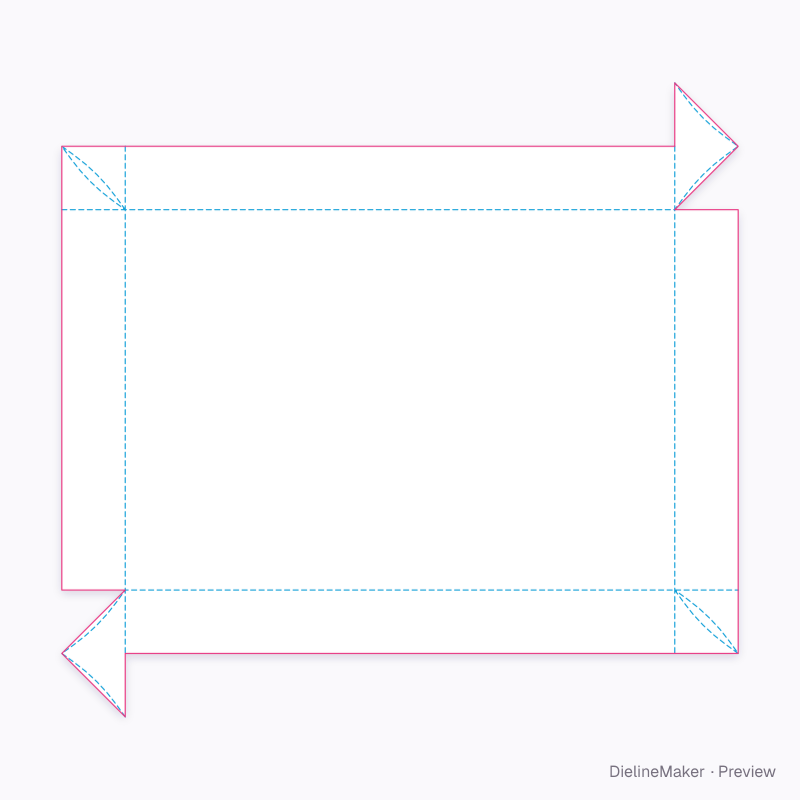 Shallow curved-score tray flat dieline