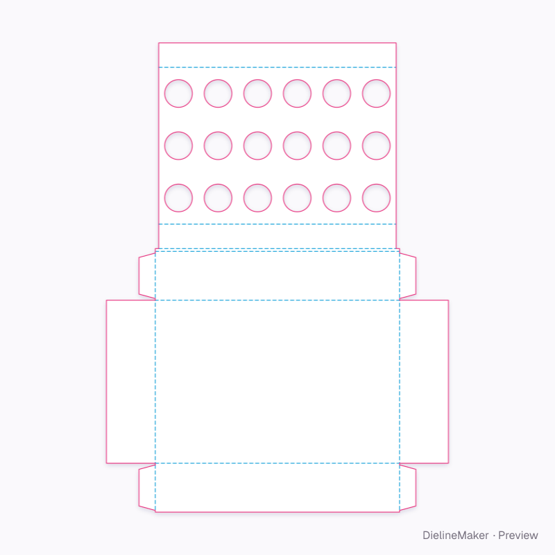 Open display tray with deck flat dieline