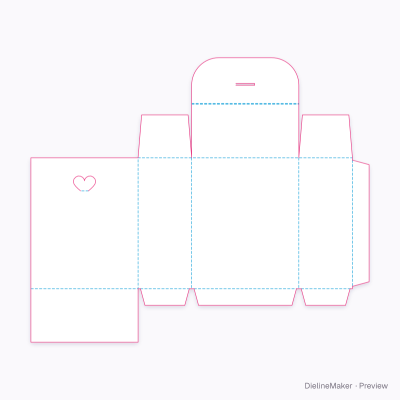 Heart-lock gift carton flat dieline