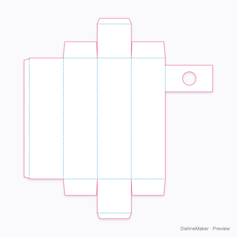 Tall carton with diagonal neck support flat dieline