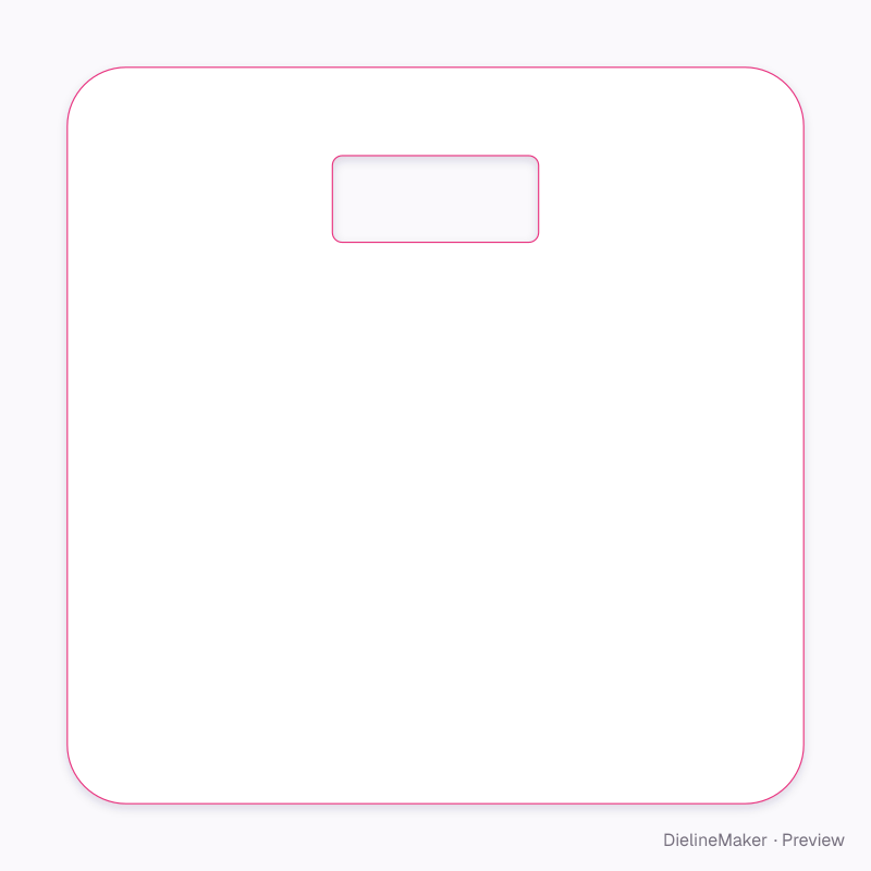 Square glass bathroom scale artwork area