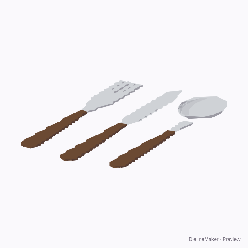 Coloured-handle cutlery, each printed