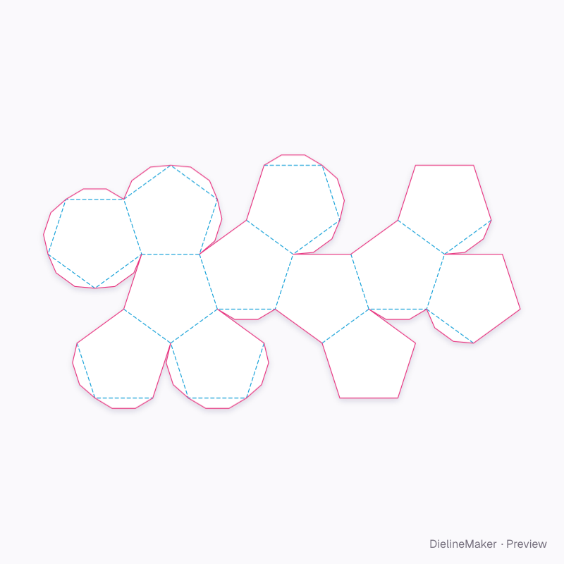 Dodecahedron · 60 mm flat dieline