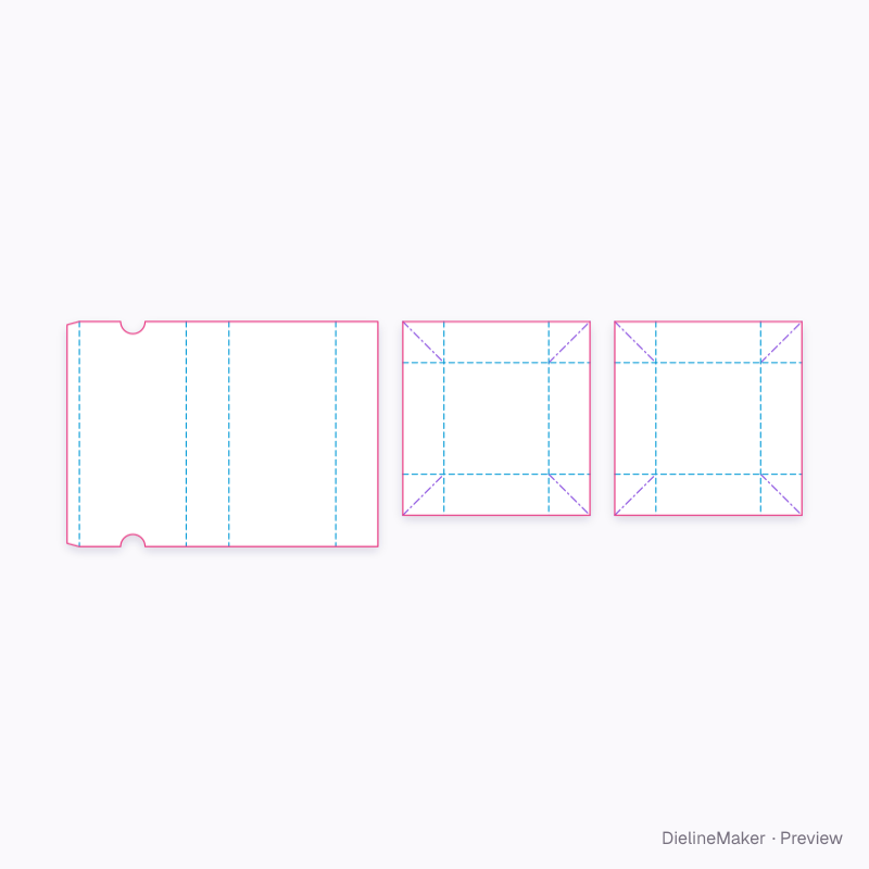 Opposite-end double drawer flat dieline