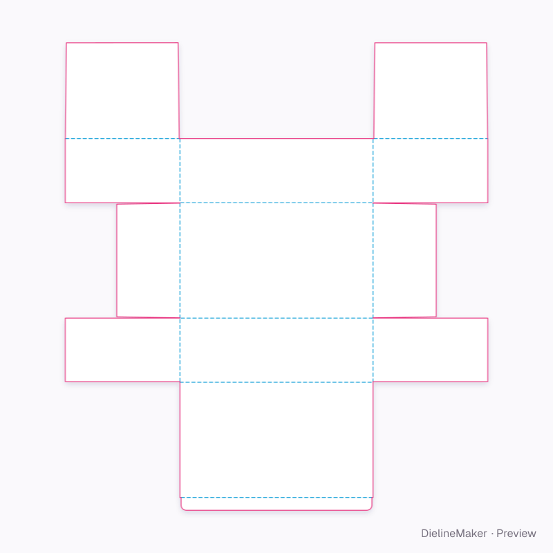 Glued-end carton with tuck lid flat dieline