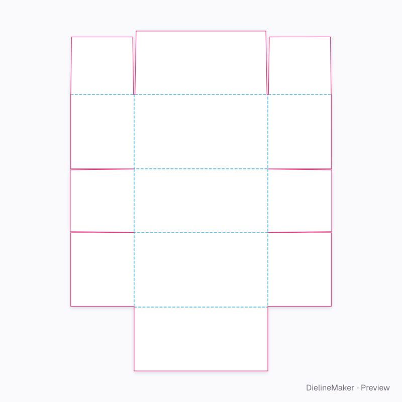 Glued-end carton with end-flap closure flat dieline