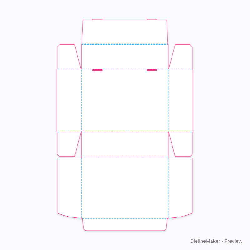 Double-front e-commerce box 350×250×100 flat dieline