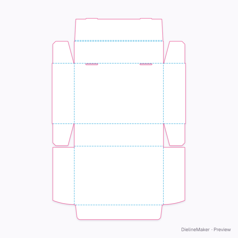 Craft supply mailer — Double-front box with lid flat dieline
